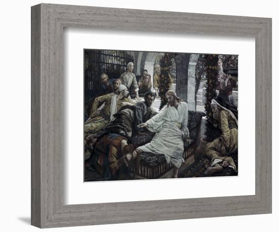 A Woman Anoints the Feet of Jesus-James Tissot-Framed Giclee Print