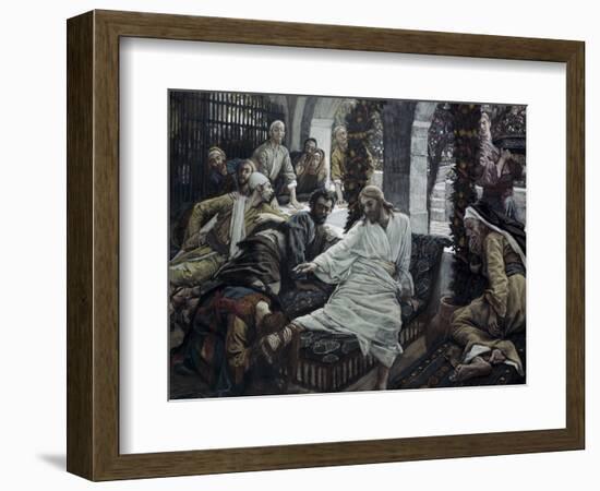 A Woman Anoints the Feet of Jesus-James Tissot-Framed Giclee Print