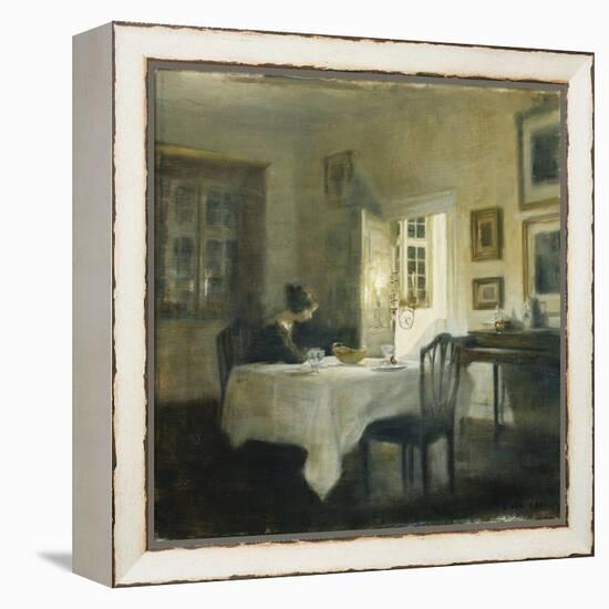 A Woman at a Table in a Dining Room-Carl Holsoe-Framed Premier Image Canvas