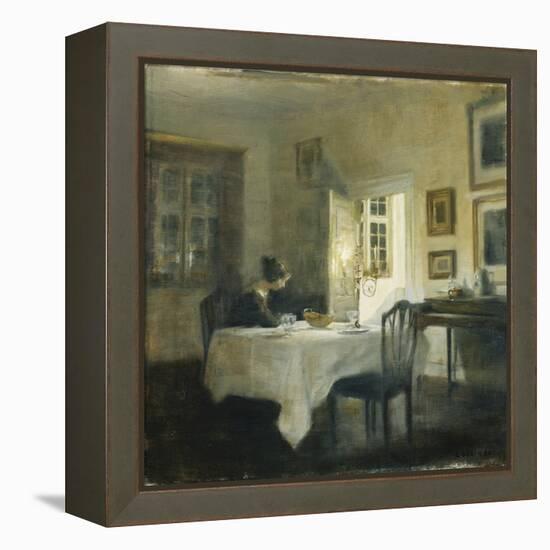 A Woman at a Table in a Dining Room-Carl Holsoe-Framed Premier Image Canvas