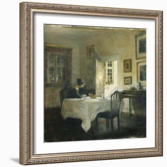 A Woman at a Table in a Dining Room-Carl Holsoe-Framed Giclee Print