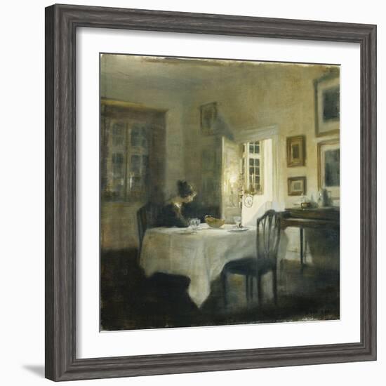 A Woman at a Table in a Dining Room-Carl Holsoe-Framed Giclee Print