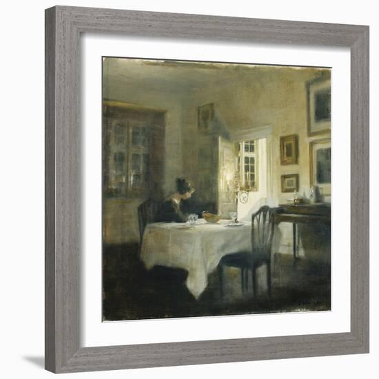 A Woman at a Table in a Dining Room-Carl Holsoe-Framed Giclee Print