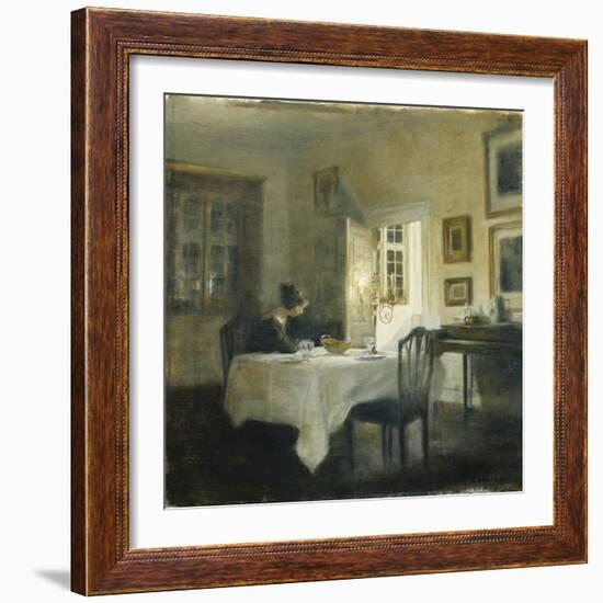 A Woman at a Table in a Dining Room-Carl Holsoe-Framed Giclee Print