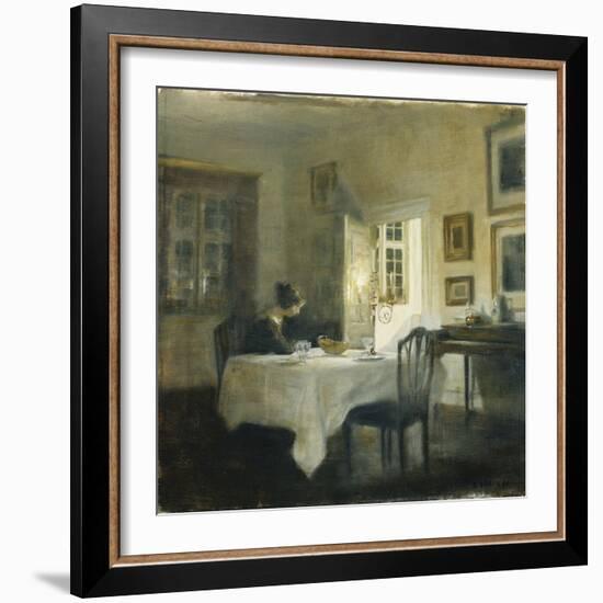 A Woman at a Table in a Dining Room-Carl Holsoe-Framed Giclee Print