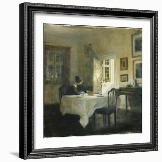 A Woman at a Table in a Dining Room-Carl Holsoe-Framed Giclee Print