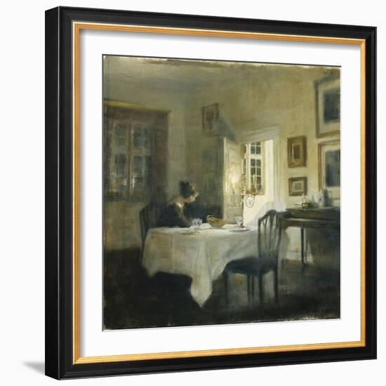 A Woman at a Table in a Dining Room-Carl Holsoe-Framed Giclee Print