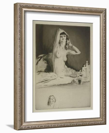 A Woman at Her Toilet, Illustration for 'Mitsou' by Sidonie-Gabrielle Colette (1873-1954) Published-Edgar Chahine-Framed Giclee Print