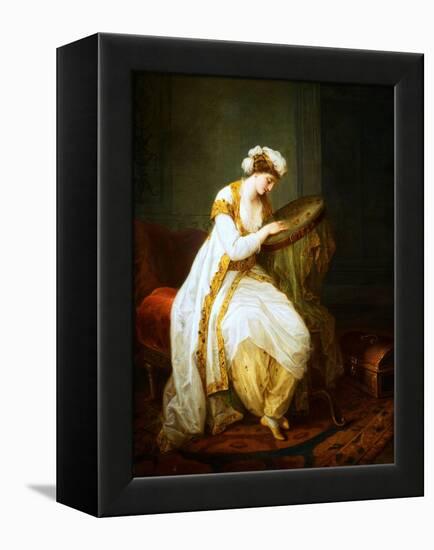 A Woman at Needlepoint by Angelica Kauffmann-Geoffrey Clements-Framed Premier Image Canvas