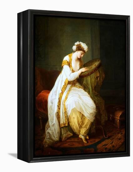 A Woman at Needlepoint by Angelica Kauffmann-Geoffrey Clements-Framed Premier Image Canvas