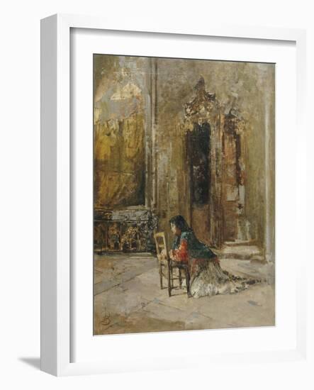 A Woman at Prayer in a Church-Mose Bianchi-Framed Giclee Print