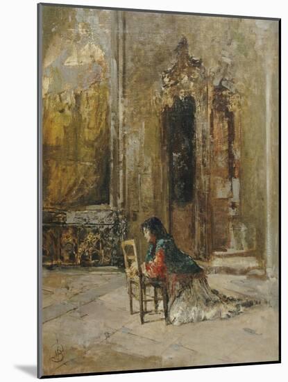 A Woman at Prayer in a Church-Mose Bianchi-Mounted Giclee Print