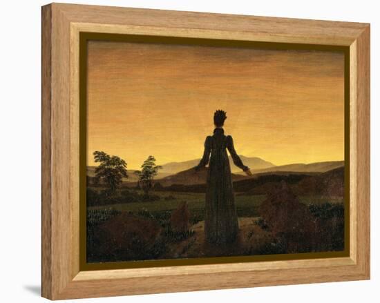 A Woman at Sunset or Sunrise-Caspar David Friedrich-Framed Premier Image Canvas