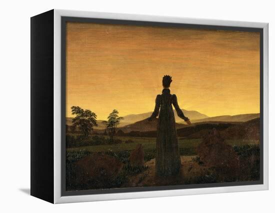 A Woman at Sunset or Sunrise-Caspar David Friedrich-Framed Premier Image Canvas