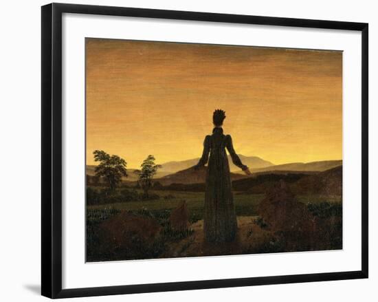 A Woman at Sunset or Sunrise-Caspar David Friedrich-Framed Photographic Print