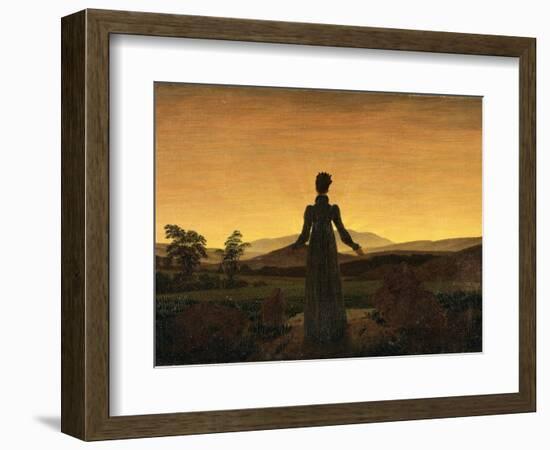 A Woman at Sunset or Sunrise-Caspar David Friedrich-Framed Photographic Print