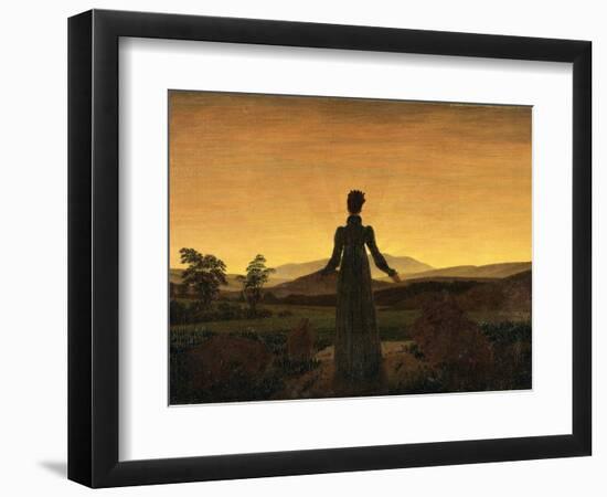 A Woman at Sunset or Sunrise-Caspar David Friedrich-Framed Photographic Print