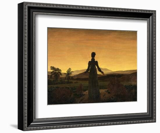 A Woman at Sunset or Sunrise-Caspar David Friedrich-Framed Photographic Print