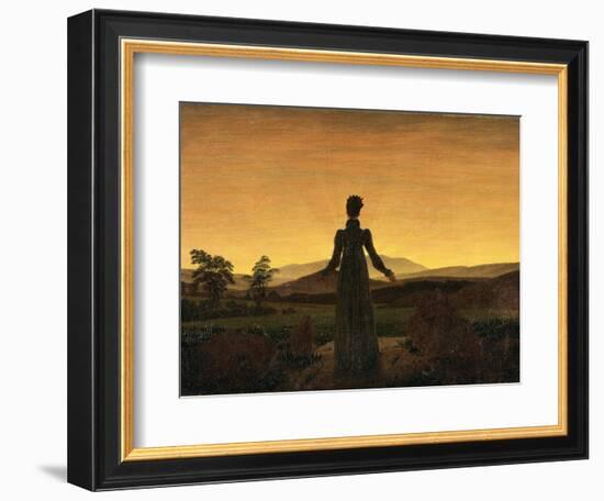 A Woman at Sunset or Sunrise-Caspar David Friedrich-Framed Photographic Print