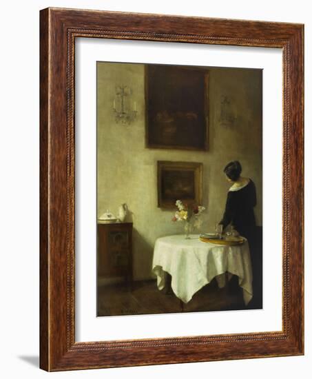 A Woman by a Dining Table-Carl Holsoe-Framed Giclee Print