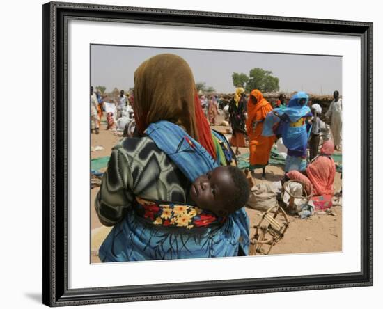 A Woman Carries Her Son-null-Framed Photographic Print