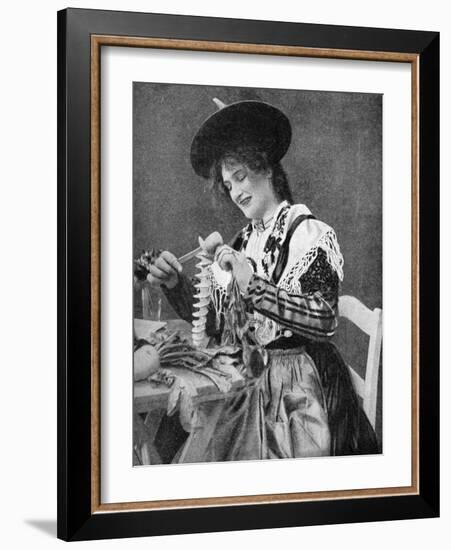 A Woman Creatively Peeling a Potato, 1922-Georg Haeckel-Framed Giclee Print