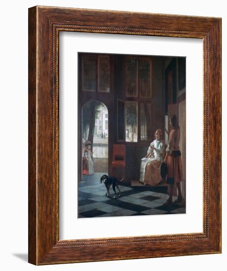 A Woman Directing a Young Man with a Letter, 1670-Pieter de Hooch-Framed Giclee Print