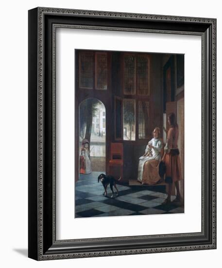 A Woman Directing a Young Man with a Letter, 1670-Pieter de Hooch-Framed Giclee Print