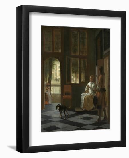 A Woman Directing a Young Man with a Letter, 1670-Pieter de Hooch-Framed Giclee Print