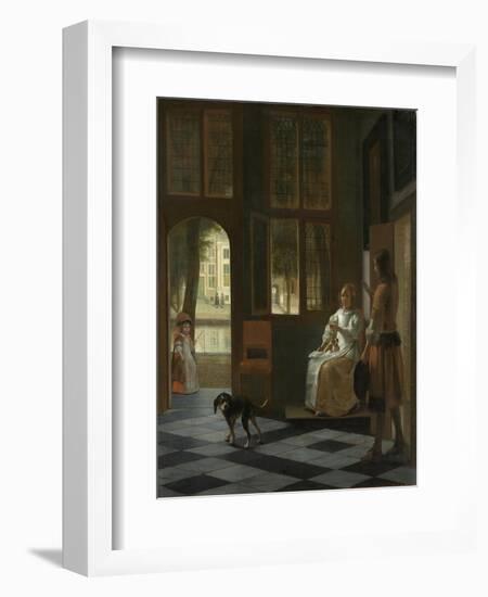 A Woman Directing a Young Man with a Letter, 1670-Pieter de Hooch-Framed Giclee Print