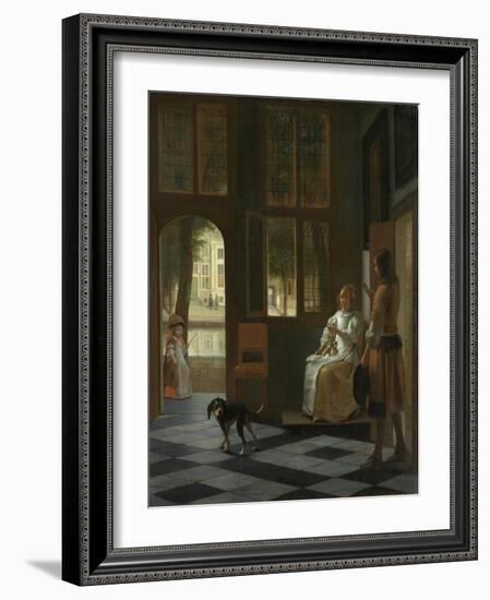 A Woman Directing a Young Man with a Letter, 1670-Pieter de Hooch-Framed Giclee Print