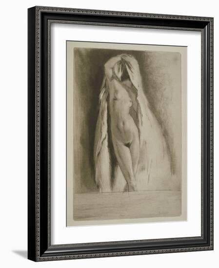 A Woman Draped in a Sheet, Illustration for 'Mitsou' by Sidonie-Gabrielle Colette (1873-1954) Publi-Edgar Chahine-Framed Giclee Print