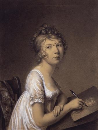 A Woman Drawing a Self-Portrait' Giclee Print - Jean-Baptiste-Jacques  Augustin | Art.com