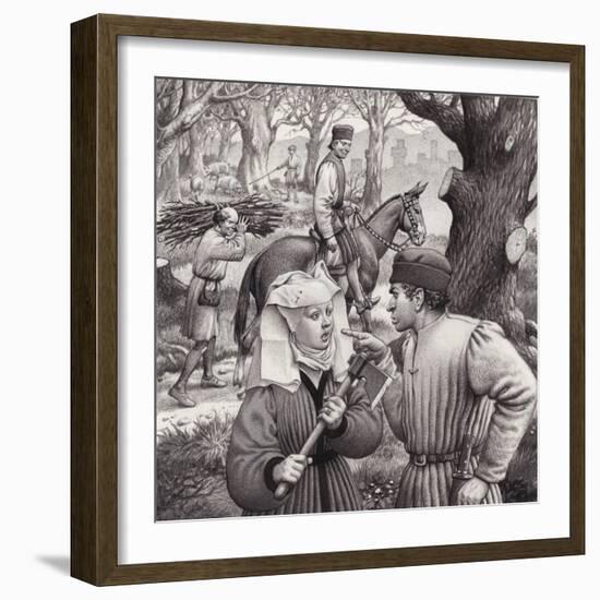 A Woman Finds Herself in Trouble When She Chops Down the Branch of a Tree-Pat Nicolle-Framed Giclee Print