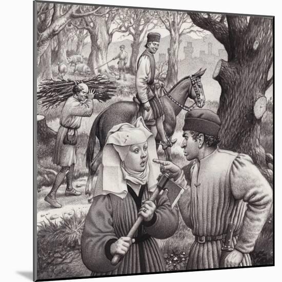 A Woman Finds Herself in Trouble When She Chops Down the Branch of a Tree-Pat Nicolle-Mounted Giclee Print