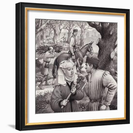 A Woman Finds Herself in Trouble When She Chops Down the Branch of a Tree-Pat Nicolle-Framed Giclee Print