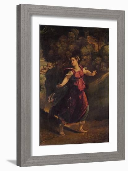 A Woman Fleeing on a Wooded Path, C.1520S (Oil on Canvas)-Dosso Dossi-Framed Giclee Print