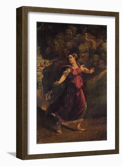 A Woman Fleeing on a Wooded Path, C.1520S (Oil on Canvas)-Dosso Dossi-Framed Giclee Print