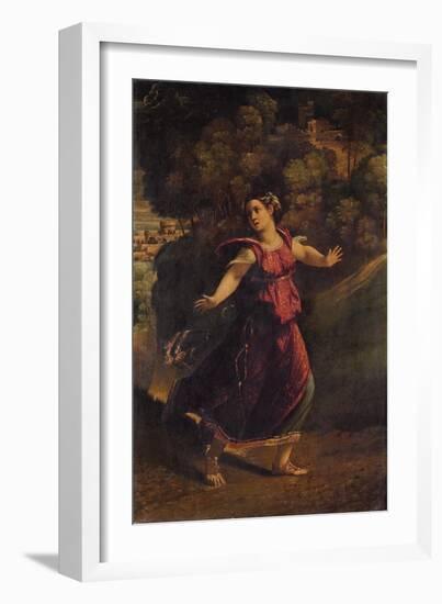 A Woman Fleeing on a Wooded Path, C.1520S (Oil on Canvas)-Dosso Dossi-Framed Giclee Print