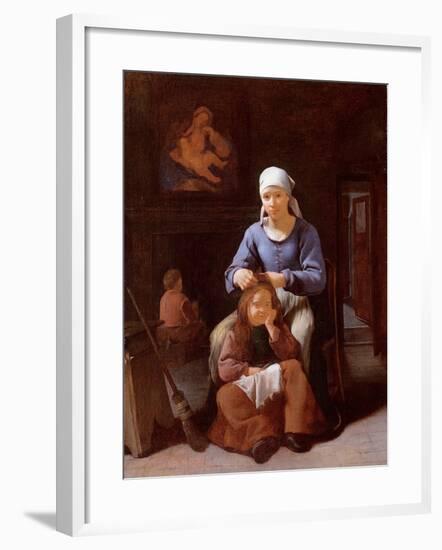 A Woman Grooming Her Child's Hair-Michael Sweerts-Framed Giclee Print