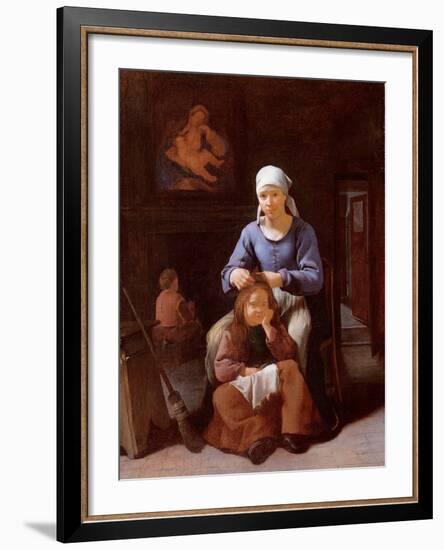 A Woman Grooming Her Child's Hair-Michael Sweerts-Framed Giclee Print