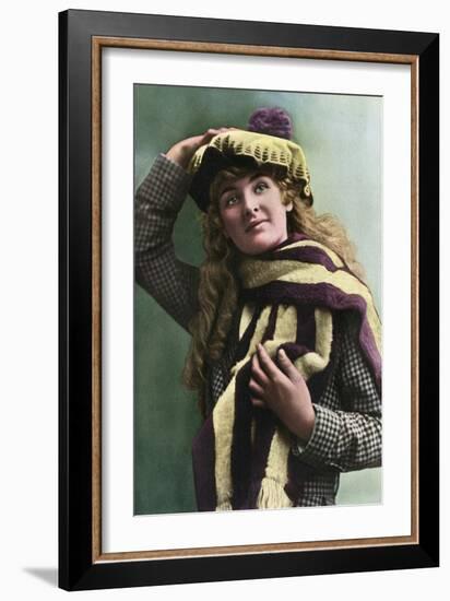 A Woman in a Purple and Yellow Hat, and Matching Scarf-null-Framed Art Print