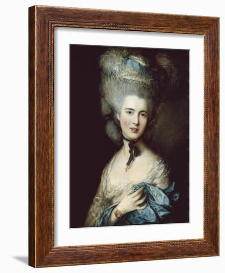 A Woman in Blue (Portrait of the Duchess of Beaufort)-Thomas Gainsborough-Framed Art Print