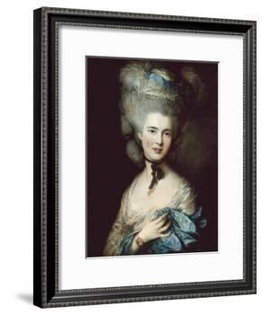 A Woman in Blue (Portrait of the Duchess of Beaufort)-Thomas Gainsborough-Framed Art Print