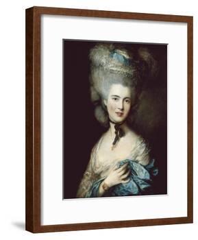 A Woman in Blue (Portrait of the Duchess of Beaufort)-Thomas Gainsborough-Framed Art Print