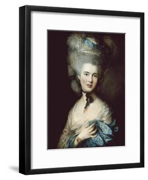 A Woman in Blue (Portrait of the Duchess of Beaufort)-Thomas Gainsborough-Framed Art Print