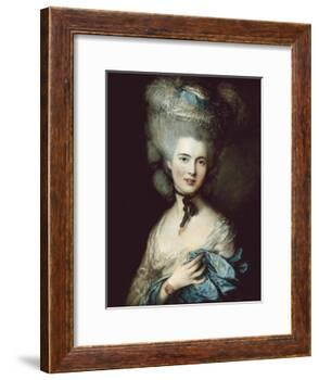 A Woman in Blue (Portrait of the Duchess of Beaufort)-Thomas Gainsborough-Framed Art Print