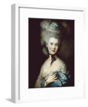A Woman in Blue (Portrait of the Duchess of Beaufort)-Thomas Gainsborough-Framed Art Print