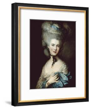A Woman in Blue (Portrait of the Duchess of Beaufort)-Thomas Gainsborough-Framed Art Print