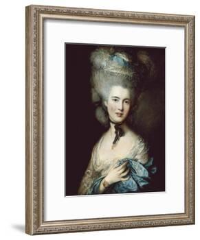 A Woman in Blue (Portrait of the Duchess of Beaufort)-Thomas Gainsborough-Framed Art Print